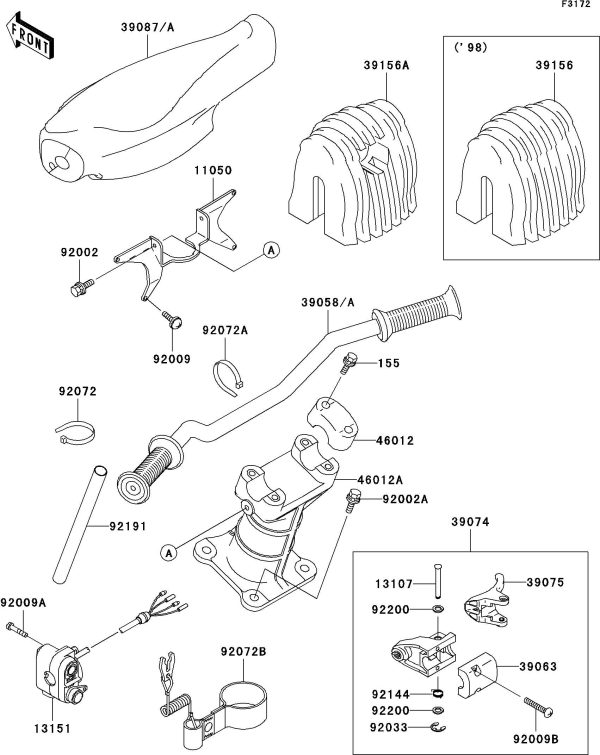 1100STX 99 OEM (Handlebar) LEVER-ASSY-THROTTLE Used [K3205-11] For Cheap