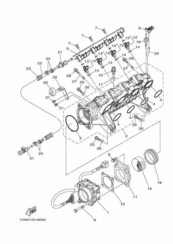 YAMAHA 2015 FXCruiserHO MANIFOLD, INTAKE 1 Used [X2305-04] Online Sale