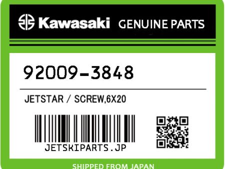 Kawasaki OEM SCREW,6X20 New #92009-3848 Hot on Sale