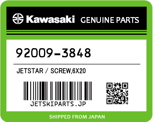 Kawasaki OEM SCREW,6X20 New #92009-3848 Hot on Sale