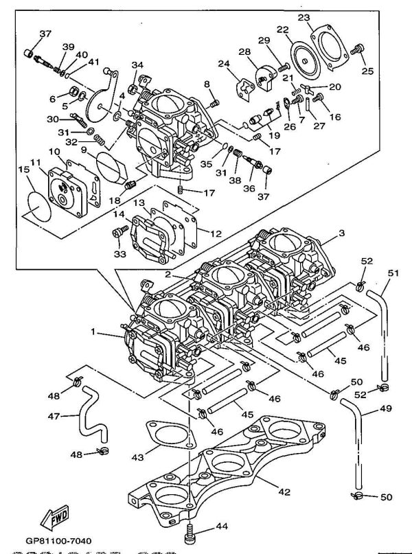 1200GP 97 OEM (CARBURETOR) CARBURETOR ASSY 1 Used [Y4424-01] Discount